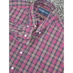 Polo Ralph Lauren Blake Shirt Men's Large Purple Long Sleeve Button Down Plaid